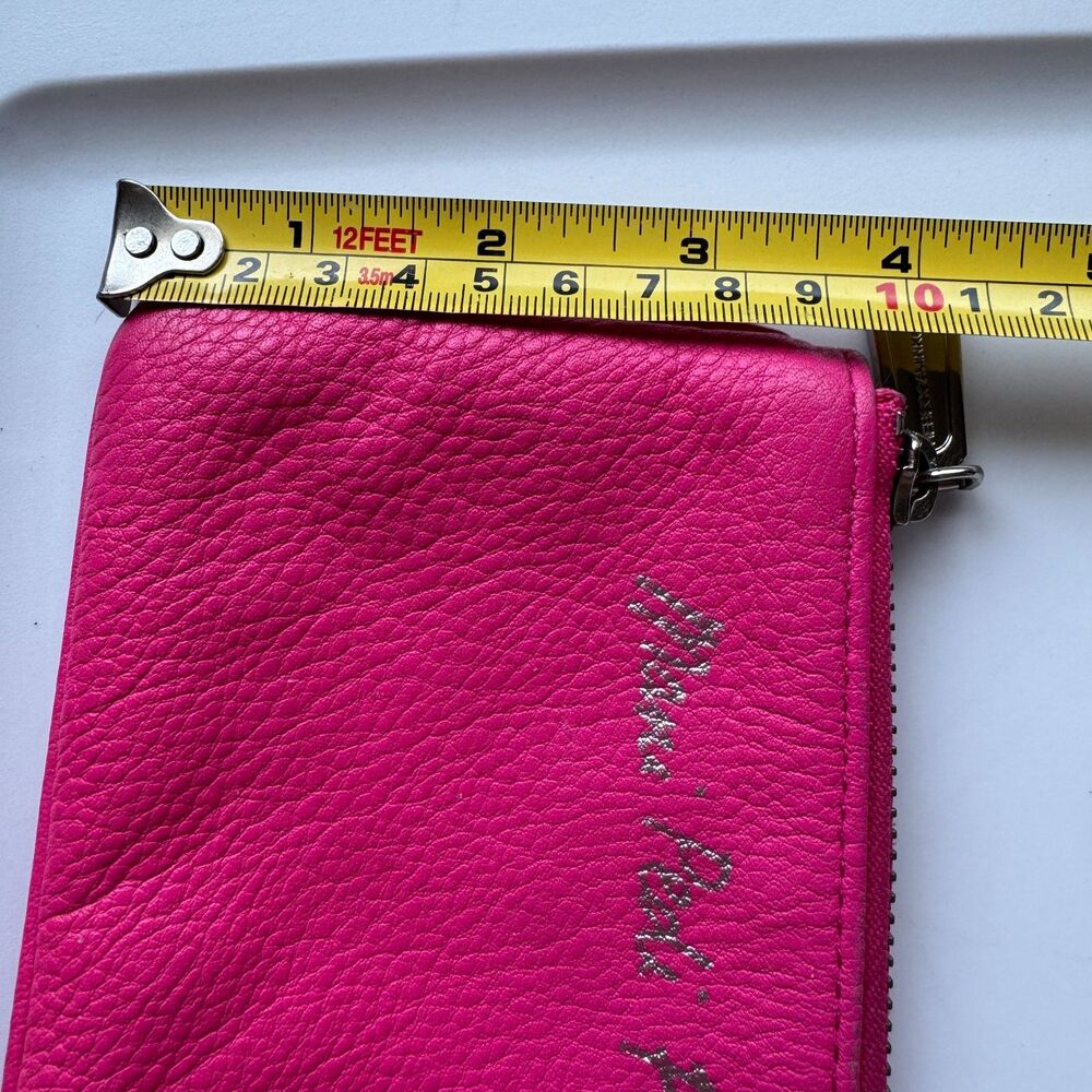 Rebecca Minkoff Mani Pedi Fund Hot Pink Pebbled Leather Zip Wallet Coin Pouch - Picture 7 of 9